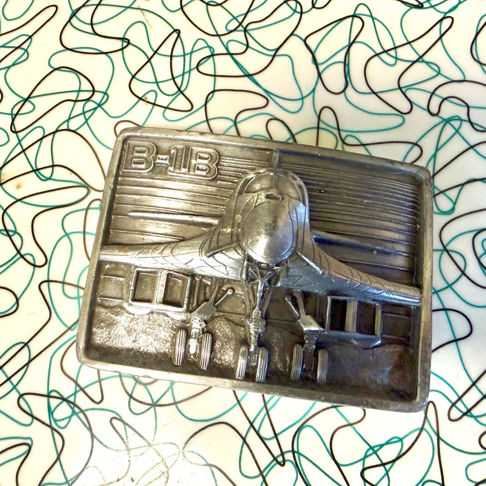 Silver B-1Bomber Belt Buckle